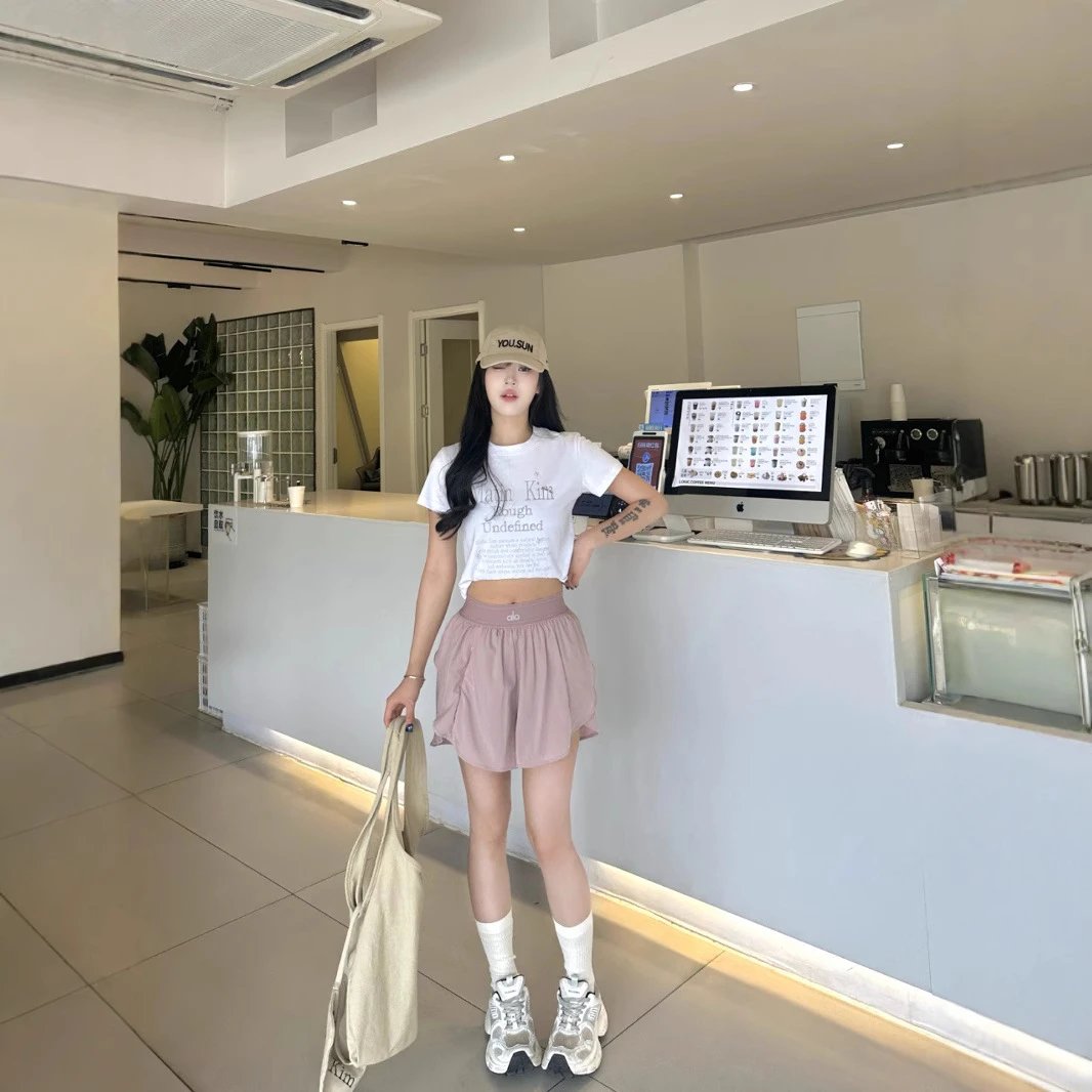短裤织带女高腰短裤瑜伽速干跑步运动健身字母防走光户外原厂无质量问题不可无理由退货 4
