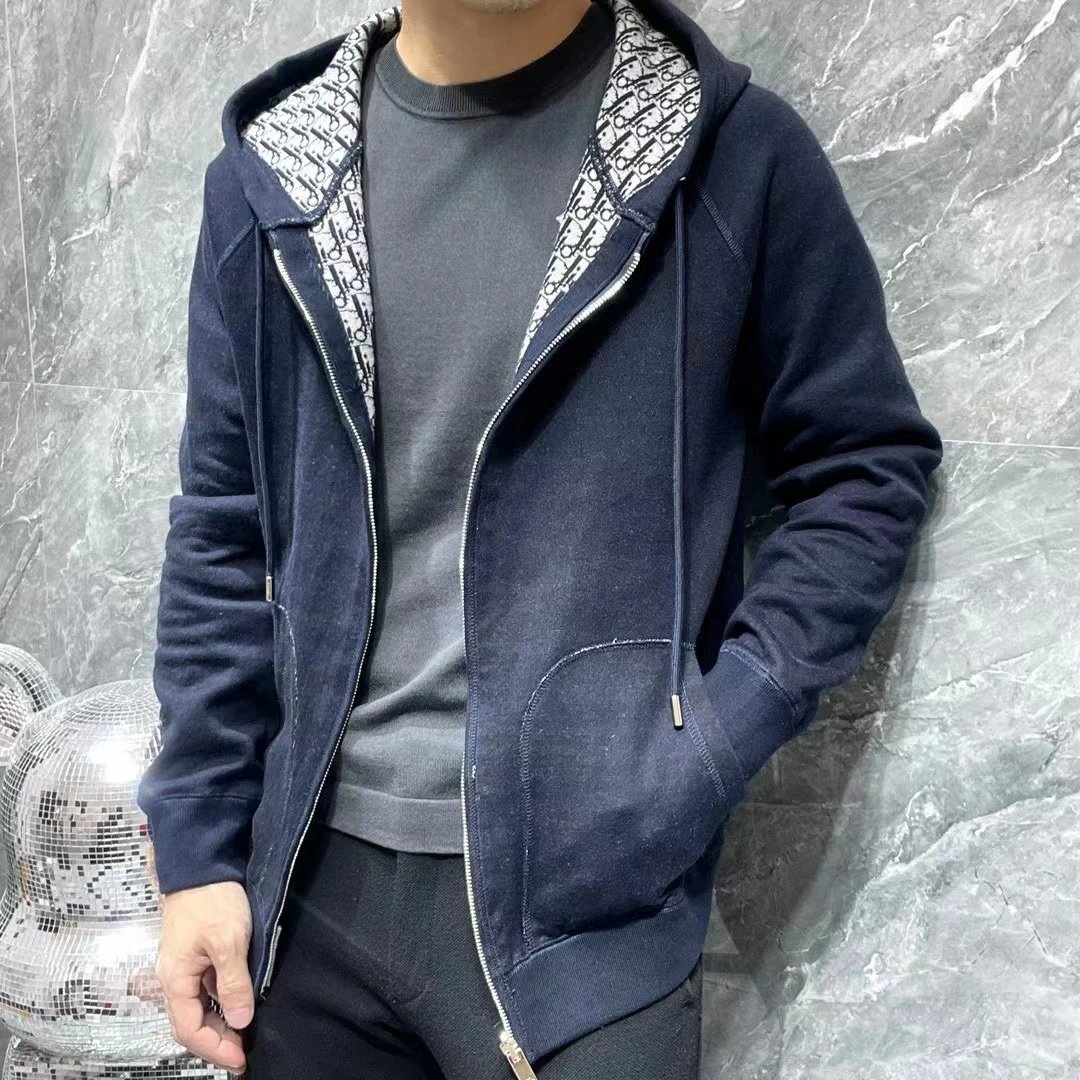 Dior Hoodies & Sweatshirts Zip-Up Hooded Sweatshirt with Oblique-Pattern Lining image 3