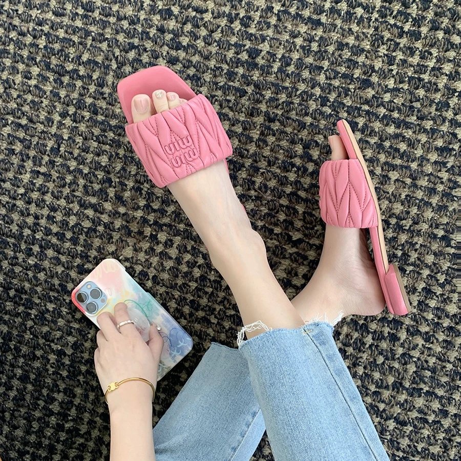 Miu Miu Quilted Slide Sandals 
