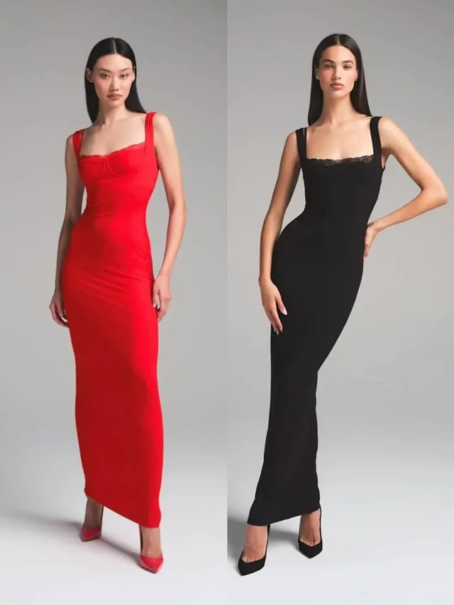 Unbranded Dresses Lace-Trim Square-Neck Maxi Dress product detail image 9