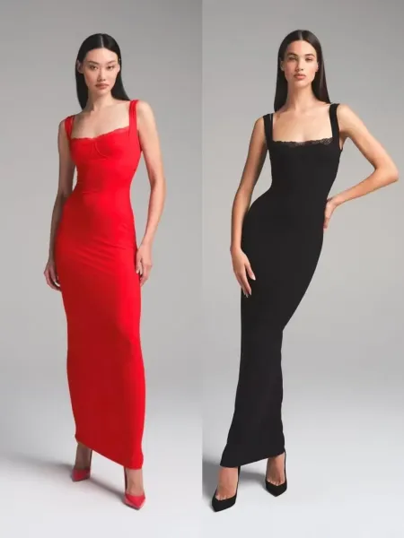 Design Red Lace-Trimmed Slip Dress - 10