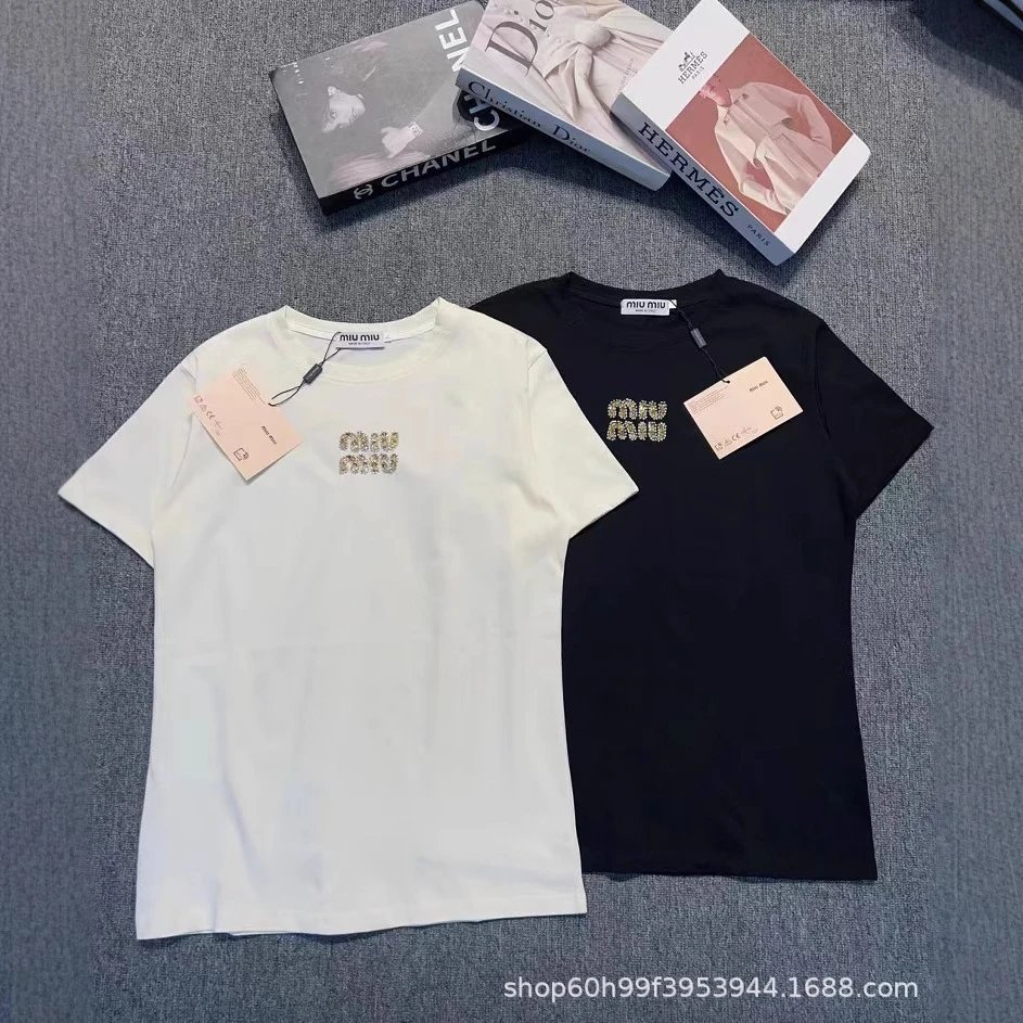 Miu Miu Logo Embellished T-Shi