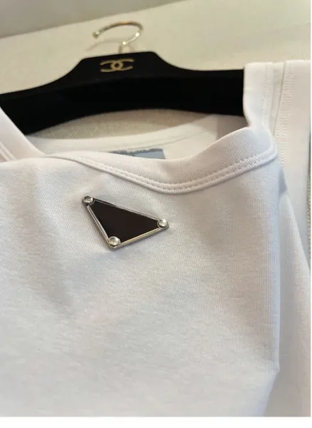 Prada Triangle Logo Cropped Tank Top Black Vest Top - 8