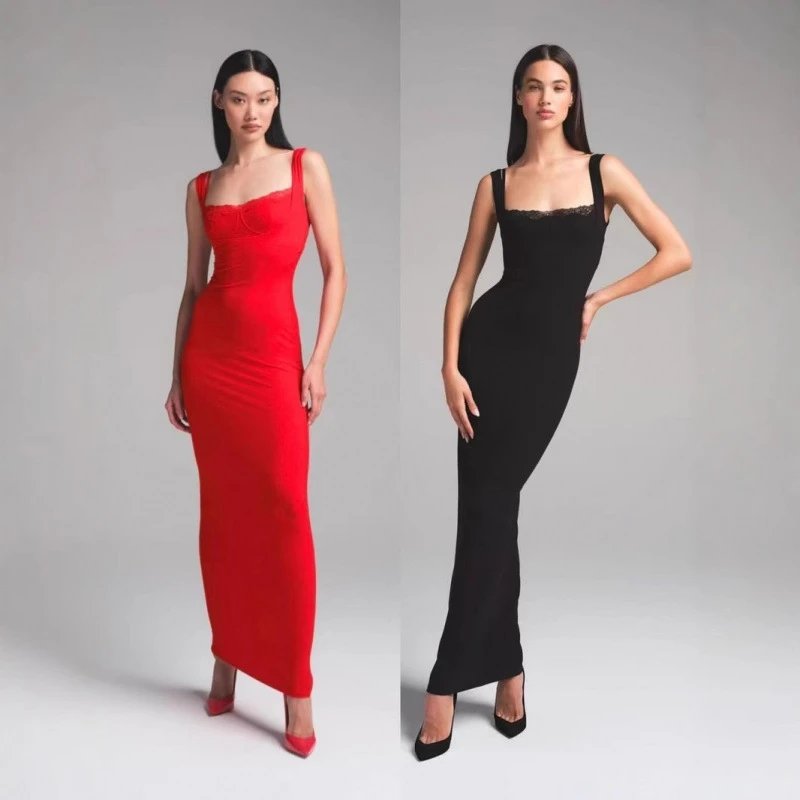 Elegant Square Neck Maxi Dress