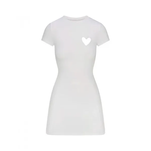Design Heart Cutout White Mini Dress - 1