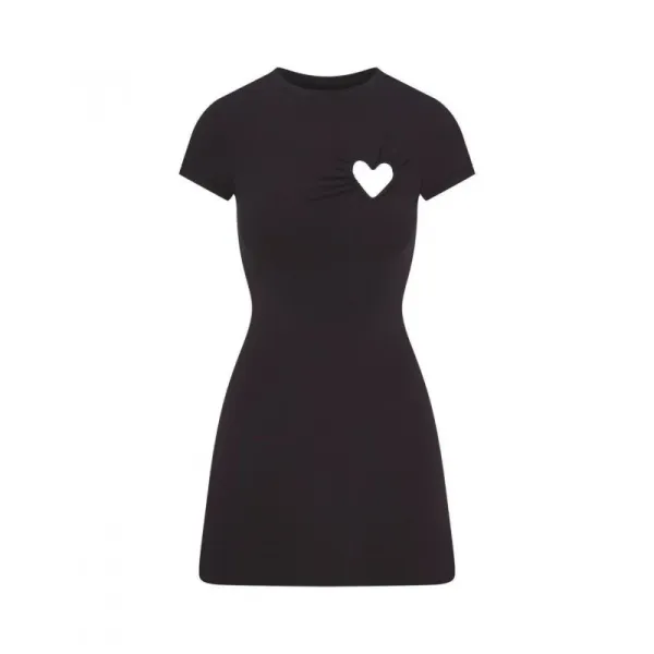 Design Heart Cutout Black Mini Dress - 1