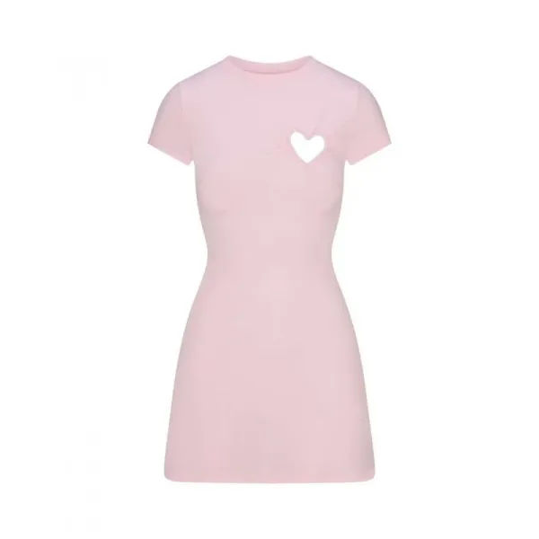 Design Heart Cutout Pink Mini Dress - 1