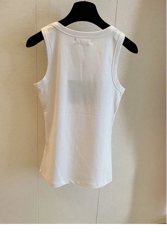 Unbranded Vests Sleeveless scoop-neck tank top with triangular chest plaque product detail image 9