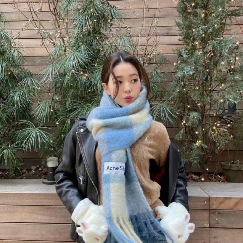 明星同款加厚围巾杨拼色幂ac格子保暖流苏秋冬彩虹色新款披肩2023无质量问题不可无理由退货 4