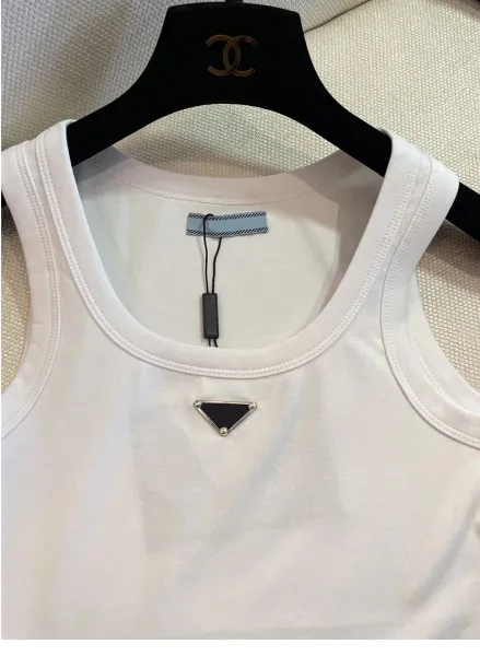 Prada Triangle Logo Cropped Tank Top Black Vest Top - 7