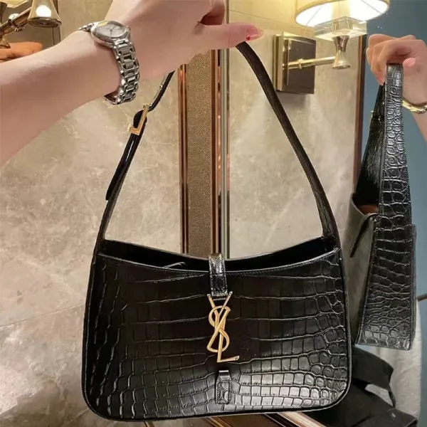 Saint Laurent Niki Bag Black Croc-Embossed Leather Shoulder Bag - 3