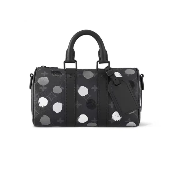 Louis Vuitton Monogram Eclipse Keepall XS Black and White Polka Dot Handbag - 8