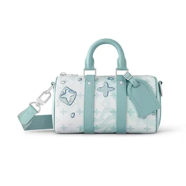 Louis Vuitton Monogram Eclipse Keepall XS Black and White Polka Dot Handbag - 11