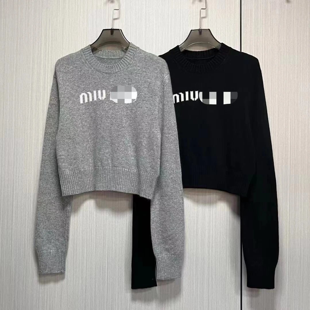 Miu Miu Logo Cropped Knit Swea