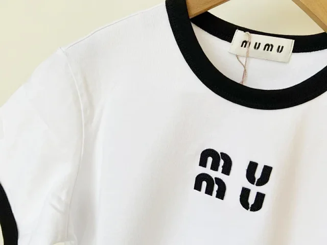 Unbranded T-Shirts Short-Sleeve Ringer T-Shirt with Embroidered Letter Motif product detail image 11