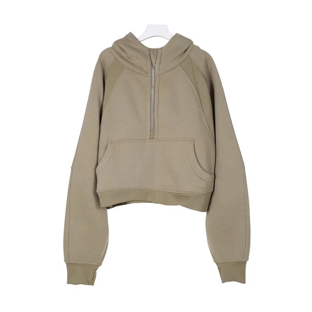 Unbranded Hoodies & Sweatshirts Half-Zip Hooded Sweatshirt with Kangaroo Pocket product detail image 16