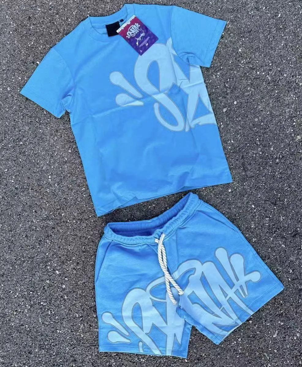 Loose men's and women's casual printed hip-hop letter short-sleeved tops street men's summer trendy brand-style sports suits Europe and the United States *No quality issues and no return wit