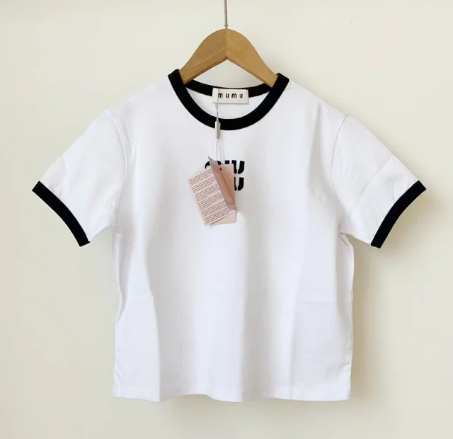Unbranded T-Shirts Short-Sleeve Ringer T-Shirt with Embroidered Letter Motif product detail image 7