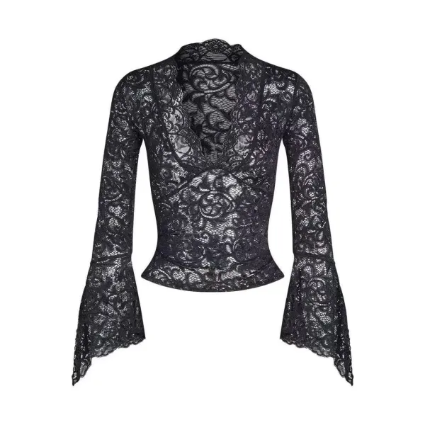 Design Lace Wrap Top Burgundy Women's Top - 8