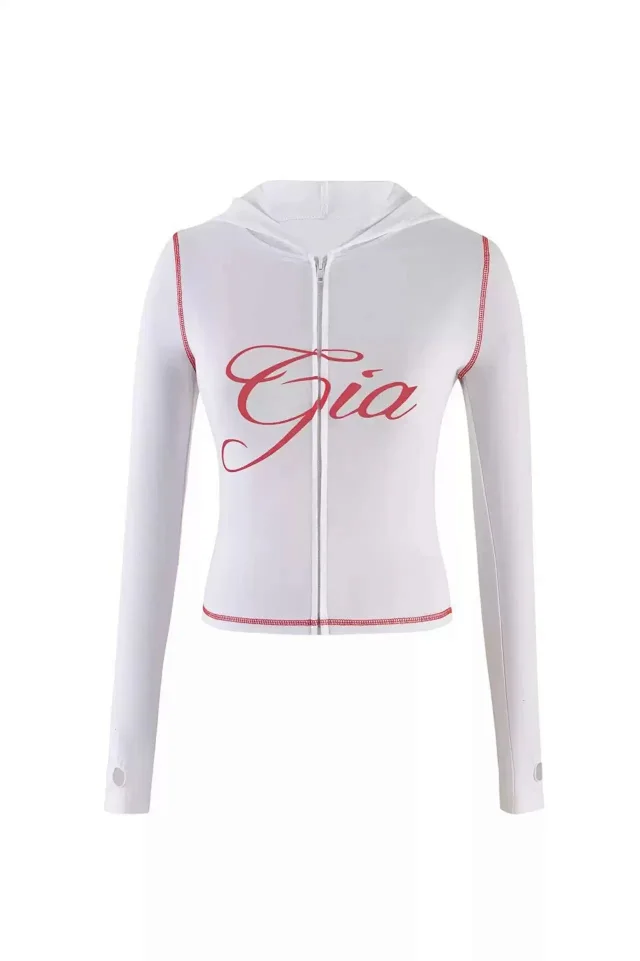 I.AM.GIA Jackets Zip-up hooded cropped jacket with Gia logo and contrast topstitching product detail image 14
