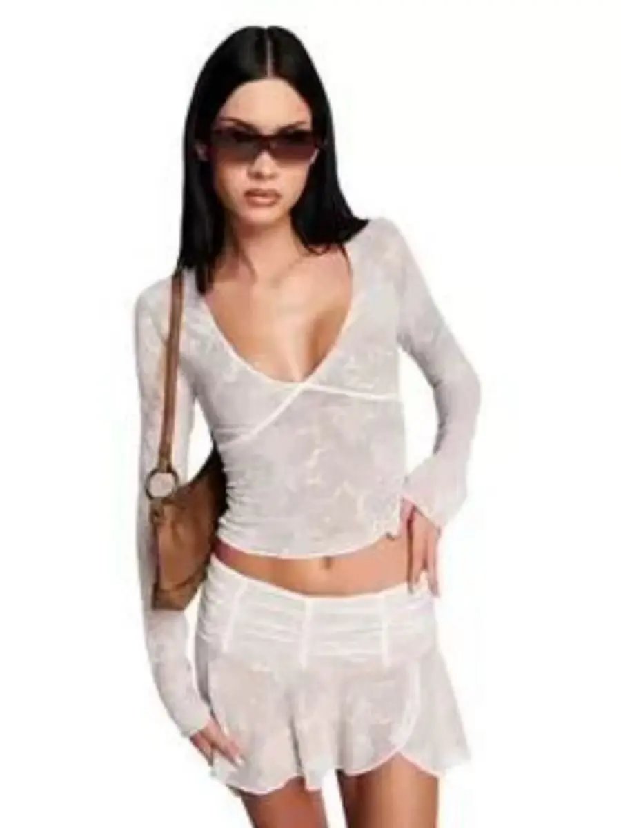 Design Lace Wrap Skirt Black - 5