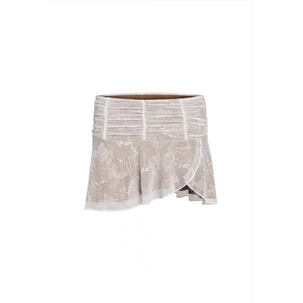 Design Lace Wrap Skirt Beige - 1