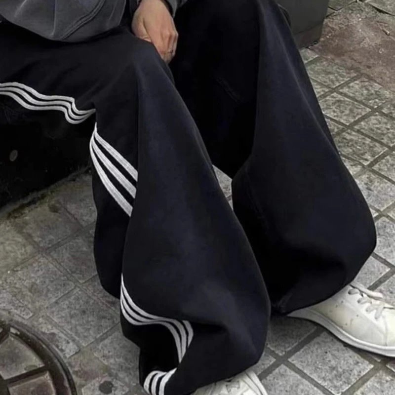 s拖地旧侧条纹男女水洗复古做宽松众小裤子长感牛仔裤设计美式无质量问题不可无理由退货 3