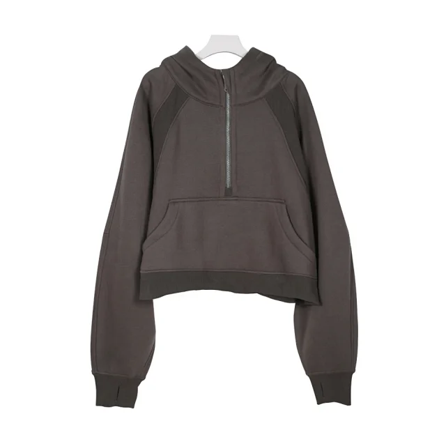 Unbranded Hoodies & Sweatshirts Half-Zip Hooded Sweatshirt with Kangaroo Pocket product detail image 17
