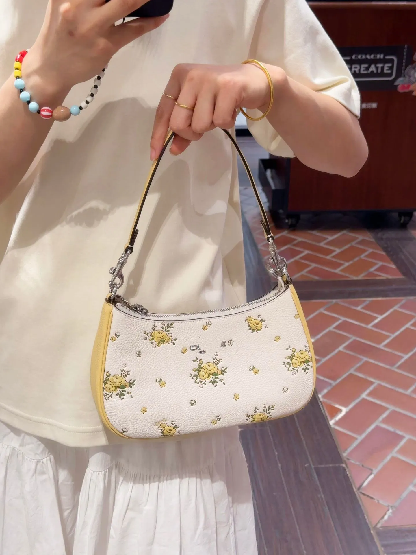 Bags Versatile High Bag Mahjong Women's Handbag Underarm Fashionable Crossbody Version Crescent Old Flower Bag Single Shoulder *No quality issues and no return without reason