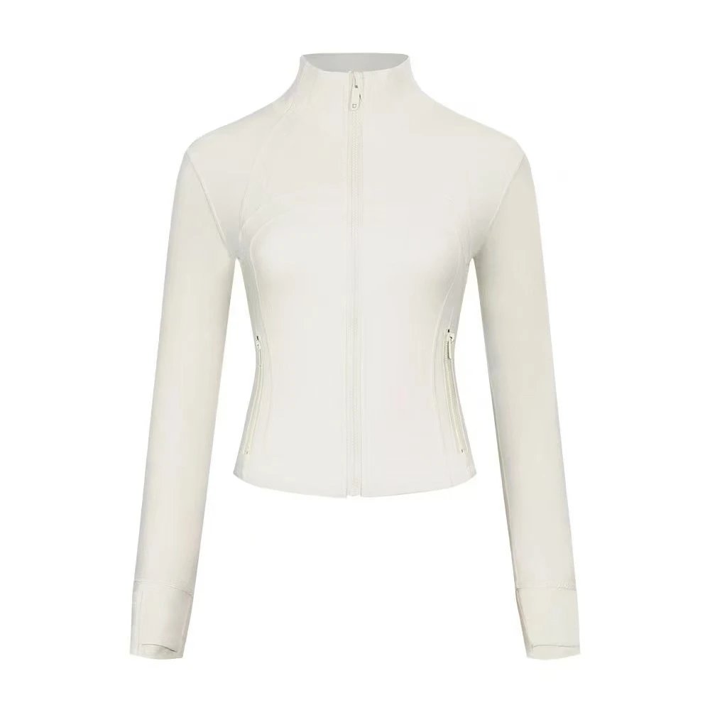 White High-Neck Zip-Up Jacket 