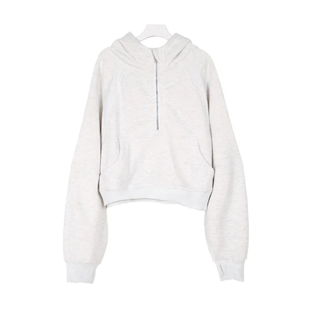 Unbranded Hoodies & Sweatshirts Half-Zip Hooded Sweatshirt with Kangaroo Pocket product detail image 11