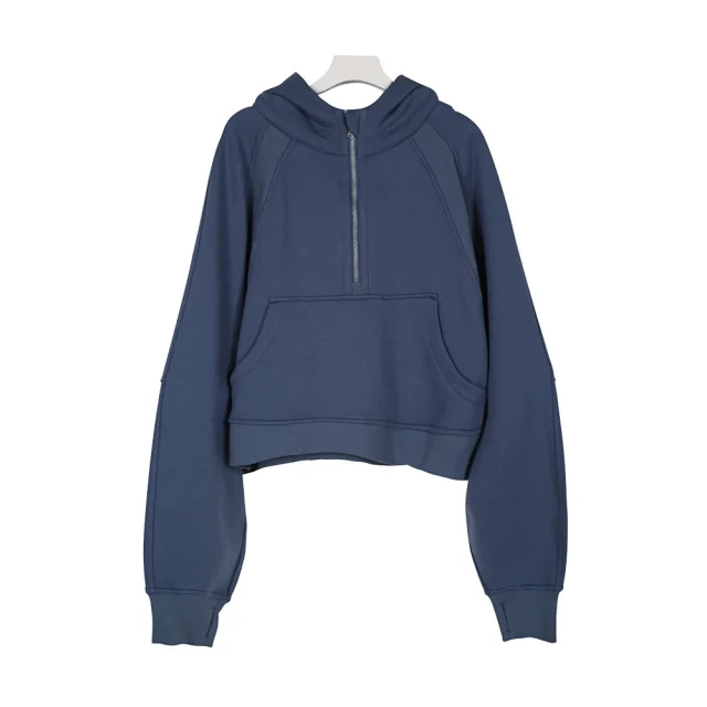 Unbranded Hoodies & Sweatshirts Half-Zip Hooded Sweatshirt with Kangaroo Pocket product detail image 18