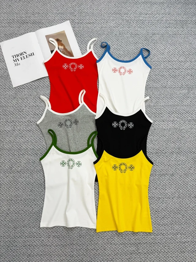 Chrome Hearts Vests Ringer camisole with horseshoe logo and floral print product detail image 3