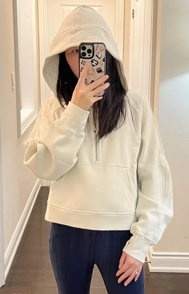 Unbranded Hoodies & Sweatshirts Half-Zip Hooded Sweatshirt with Kangaroo Pocket product detail image 7