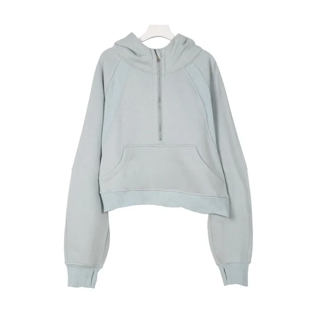 Unbranded Hoodies & Sweatshirts Half-Zip Hooded Sweatshirt with Kangaroo Pocket product detail image 13