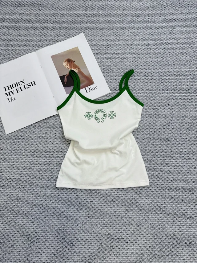 Chrome Hearts Vests Ringer camisole with horseshoe logo and floral print product detail image 8