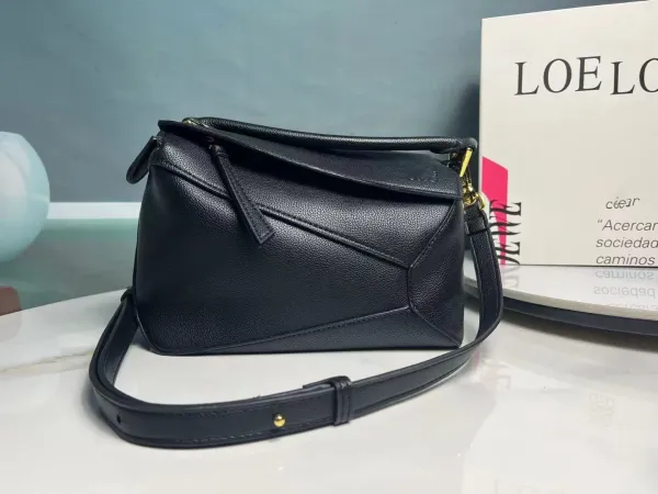 Loewe Puzzle Mini Black Leather Shoulder Bag - 4