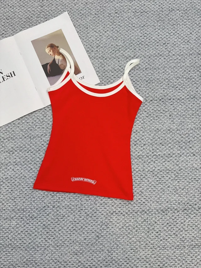 Chrome Hearts Vests Ringer camisole with horseshoe logo and floral print product detail image 13