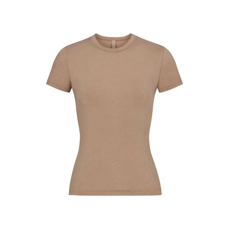 T-shirt short-sleeved, same style for women, round neck, tight-fitting, Xiangxiu, same style, elastic base, Meng Ling card, right shoulder style, easy SK* No quality issues, no return withou