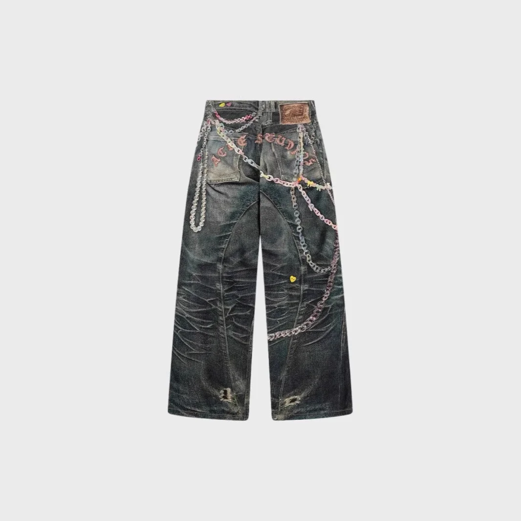 199625 mens and womens retro jeans high-speed rail chain early spring ac new version street printing home design Nanyou *No quality problems, no returns without reason(pic5) 199625 men's and women's retro jeans high-speed rail chain early spring ac new version street printing home design Nanyou *No quality problems, no returns without reason