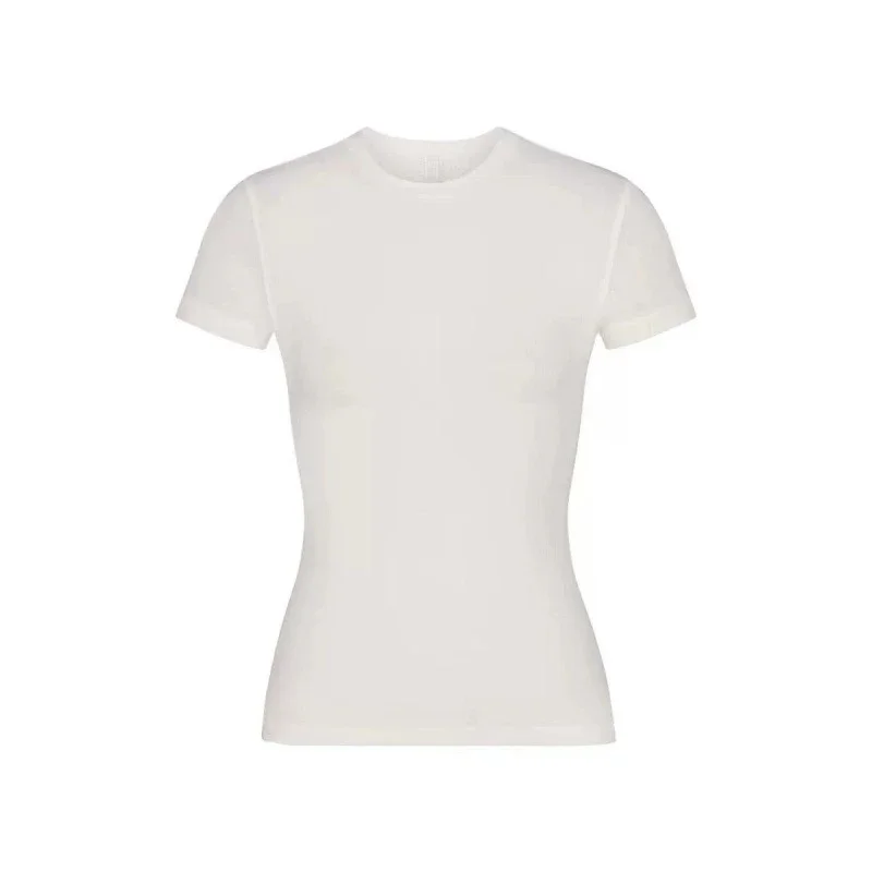 T-shirt short-sleeved, same style for women, round neck, tight-fitting, Xiangxiu, same style, elastic base, Meng Ling card, right shoulder style, easy SK* No quality issues, no return withou