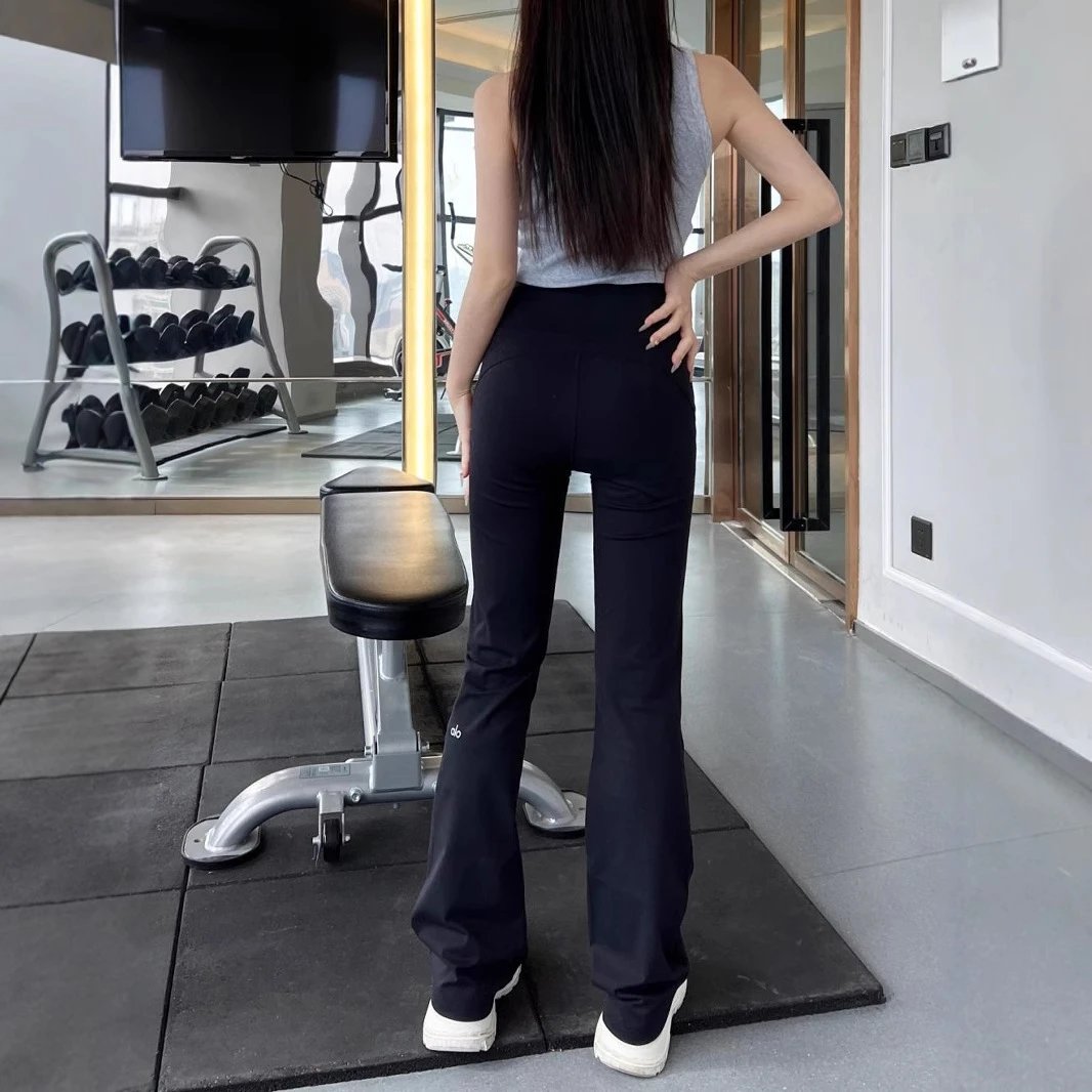长裤瘦瑜伽修身微速干提喇叭裤黑色粉色腰显臀女高灰外穿Aloyoga无质量原因不可以无理由退货 3
