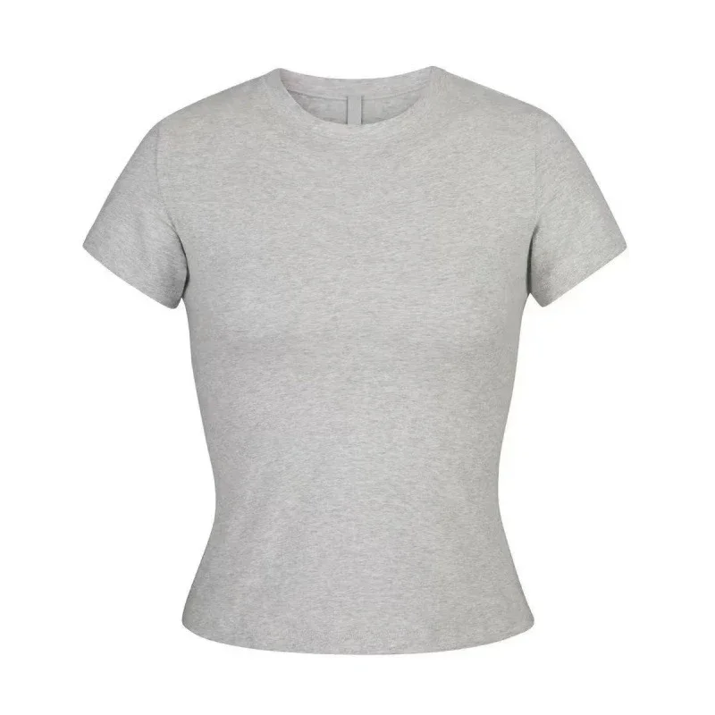 T-shirt short-sleeved, same style for women, round neck, tight-fitting, Xiangxiu, same style, elastic base, Meng Ling card, right shoulder style, easy SK* No quality issues, no return withou