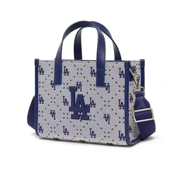 Los Angeles Dodgers Monogram Tote Bag Navy and White - 12