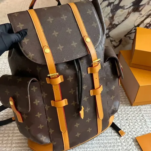 Louis Vuitton Montsouris Backpack Brown Monogram Canvas with Natural Leather Trim - 1