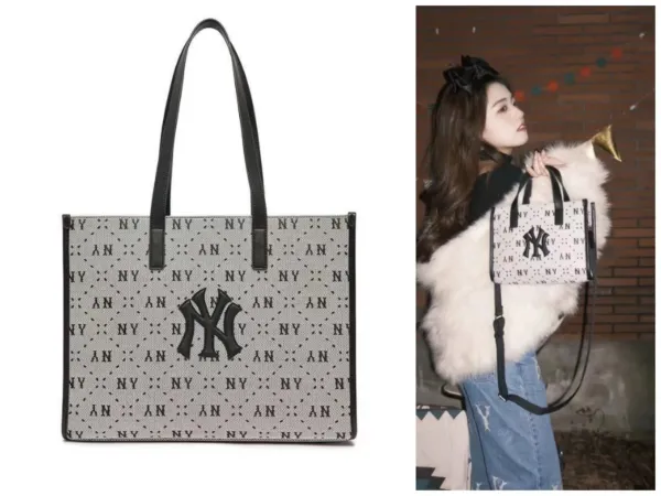 Los Angeles Dodgers Monogram Tote Bag Navy and White - 4