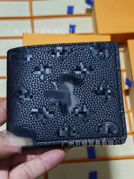Louis Vuitton Monogram Empreinte Leather Compact Wallet Navy Blue Short Wallet - 1