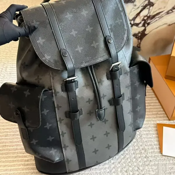 Louis Vuitton Montsouris Backpack Brown Monogram Canvas with Natural Leather Trim - 4
