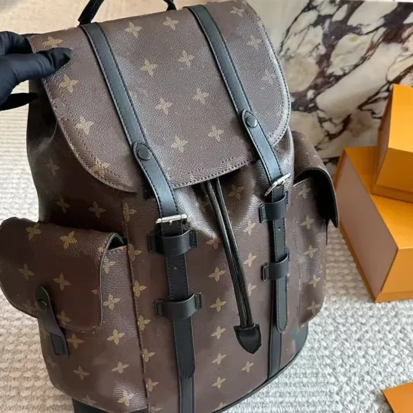 Louis Vuitton Montsouris Backpack Brown Monogram Canvas with Natural Leather Trim - 5