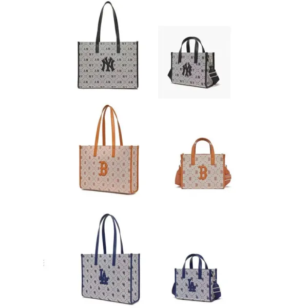 Los Angeles Dodgers Monogram Tote Bag Navy and White - 3